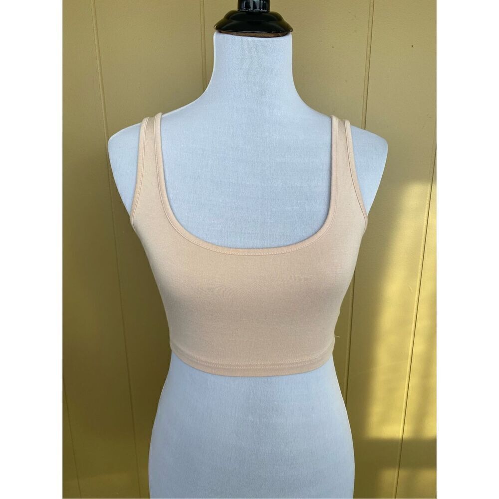 SHEIN women S scoopneck crop tank top beige